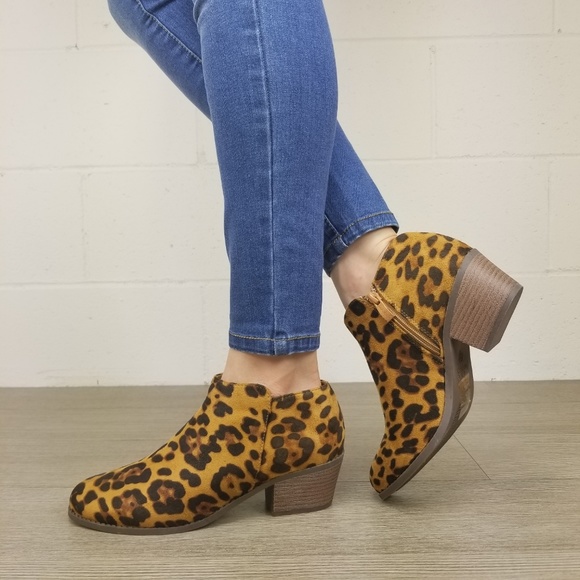 Vegan Suede Leopard Print Ankle Booties - Picture 6 of 6